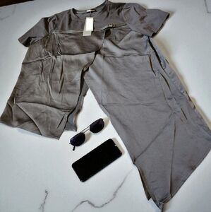 Nwt Black Top Blouse With Buckel Accent Asymetric Size Xl